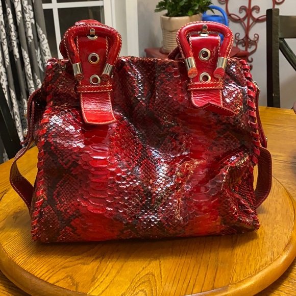 Red snake skin- Francesco Biasia shoulder bag.